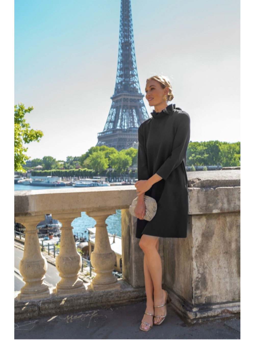 Tuckernuck Black Daphne Long Sleeve Dress S Ruffle Collar Bow Tie Cocktail Party